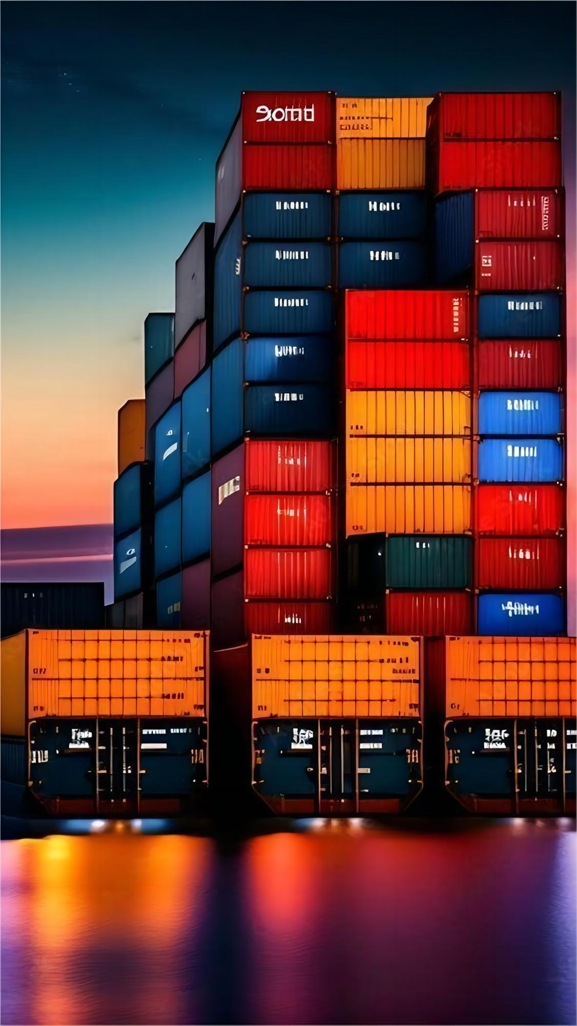 Container ship departing a Chinese port for Spain