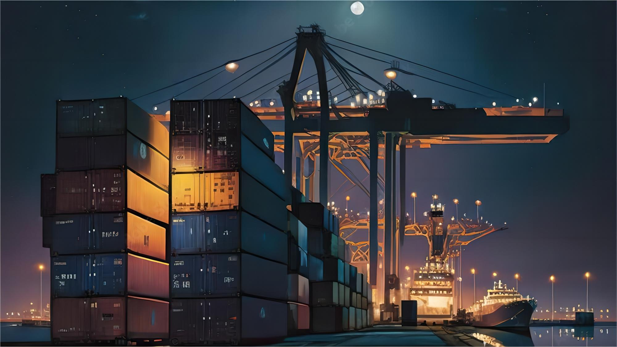 Cargo ship at a busy Chinese port in 2026