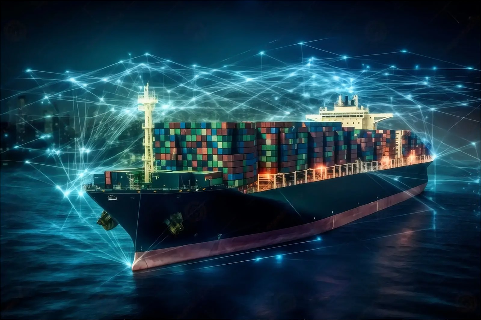 Container cargo ship at sea