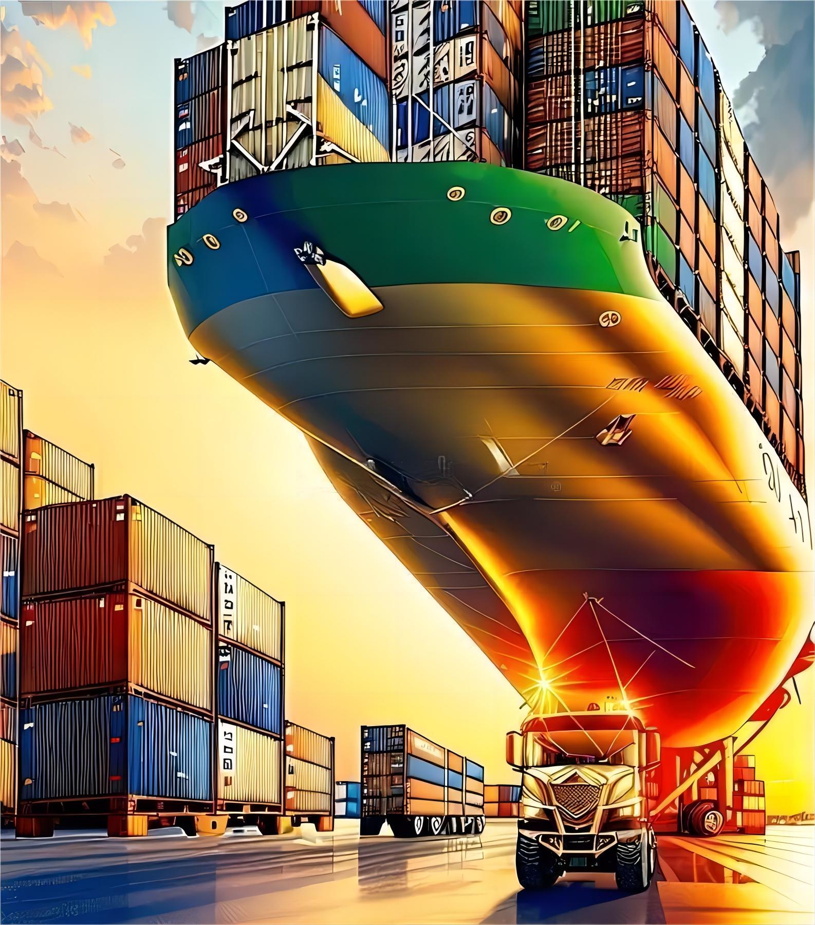 Container shipping vessel at port